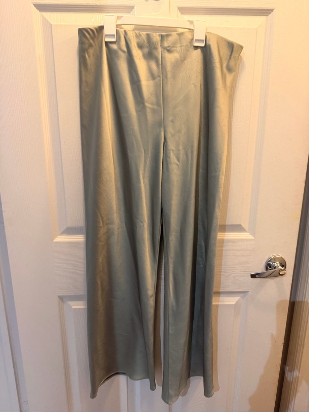 Vince Wide Leg Satin Pants in Sage Green